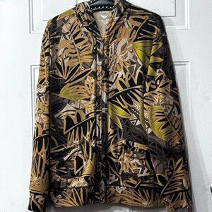 Zenergy by Chico's Sz 3 (XL) Womens Zip Knit Jacket Hoodie Zip Pockets Abstract